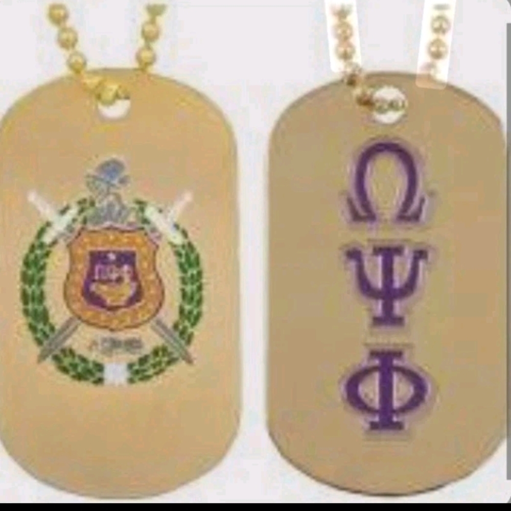 Men's Fraternity Omega Psi Phi Dog Tags (Double Sided) Gold